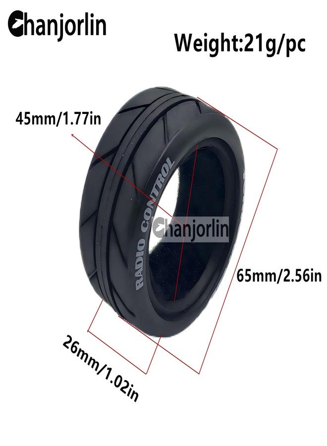 Chanjorlin 1/10 RC On Road Tires OD 2.56" Soft Rubber Rally Racing Tyres for 1:10 Street Touring Drift Car Tamiya TT01 TT02 XV01 TA06 A959 PTG2 HPI KYOSHO HSP PTG2 Traxxas RC On-Road Wheels 4PCS - Image 2